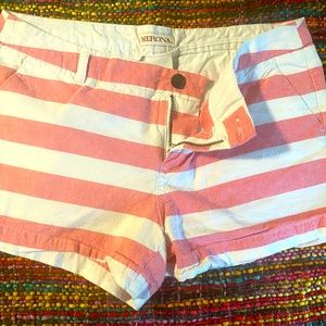So cute for summer! Size 8 Merona red and white striped shorts.
